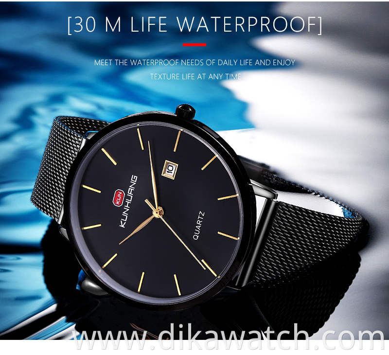 2019 KH Classic Men's Watch Slim Calendar Waterproof Watch Quartz Student Shaking Gift WristWatch 1004